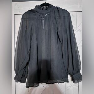Blu Pepper Sheer Black Blouse